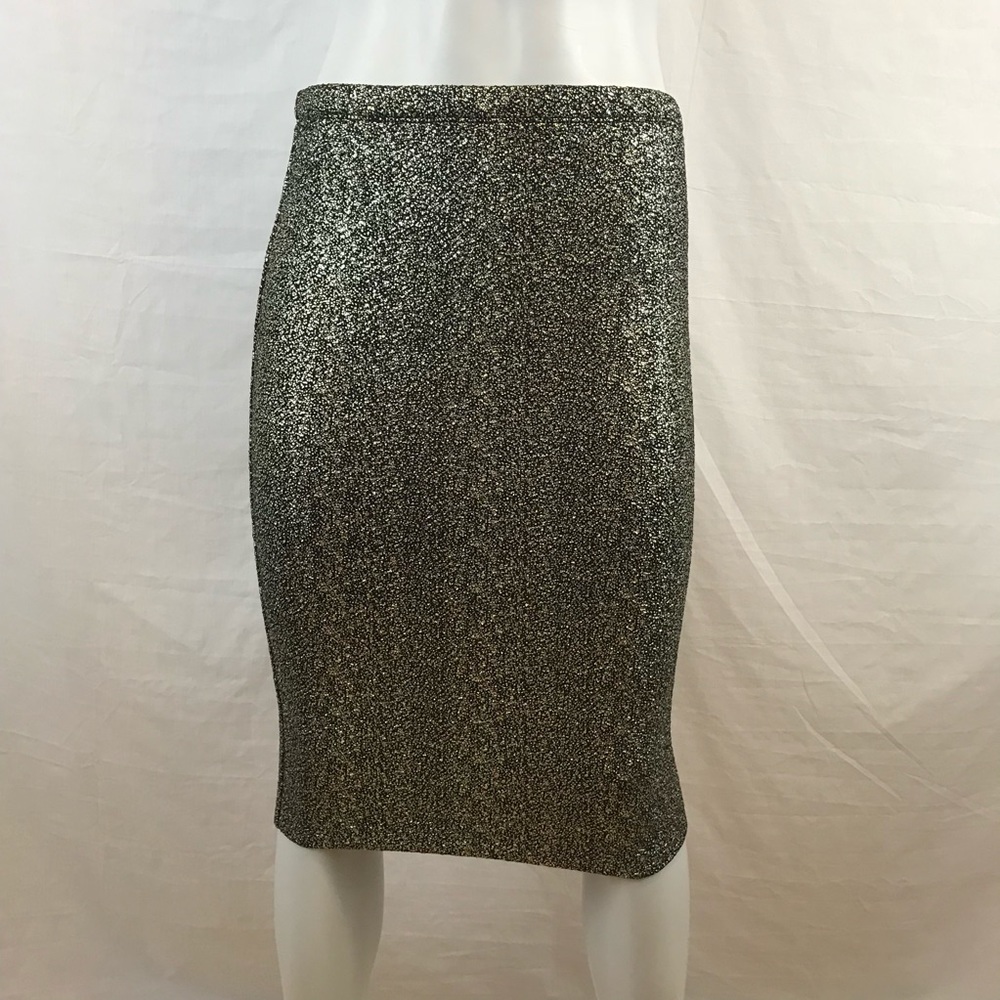 Lily White Black with Gold Flakes Midi Skirt